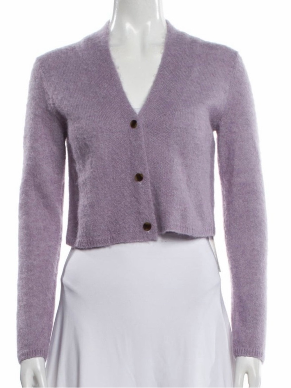 Vince Alpaca Cropped Brushed Shrunk Cardigan in Lavender